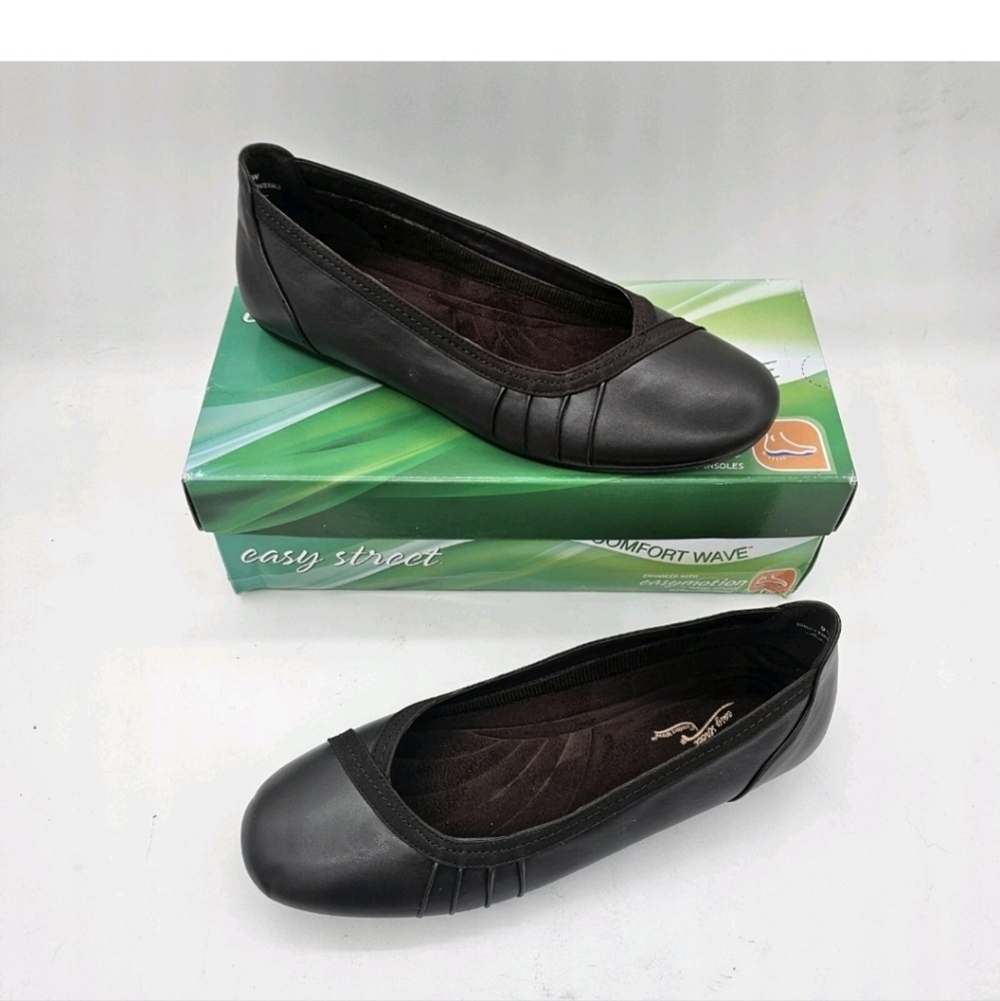 Easy Street Womens Denni Shoes Ballet Flat Slip On Manmade Casual Brown 9.5 W - Picture 7 of 12